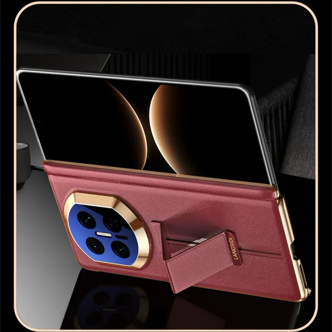 

Genuine Nappa Leather Moveable Grip Holder Bracket Wristband MagSafeCase for Huawei Mate X7 X6 MateX7 Magnetic Hinge Back Cover