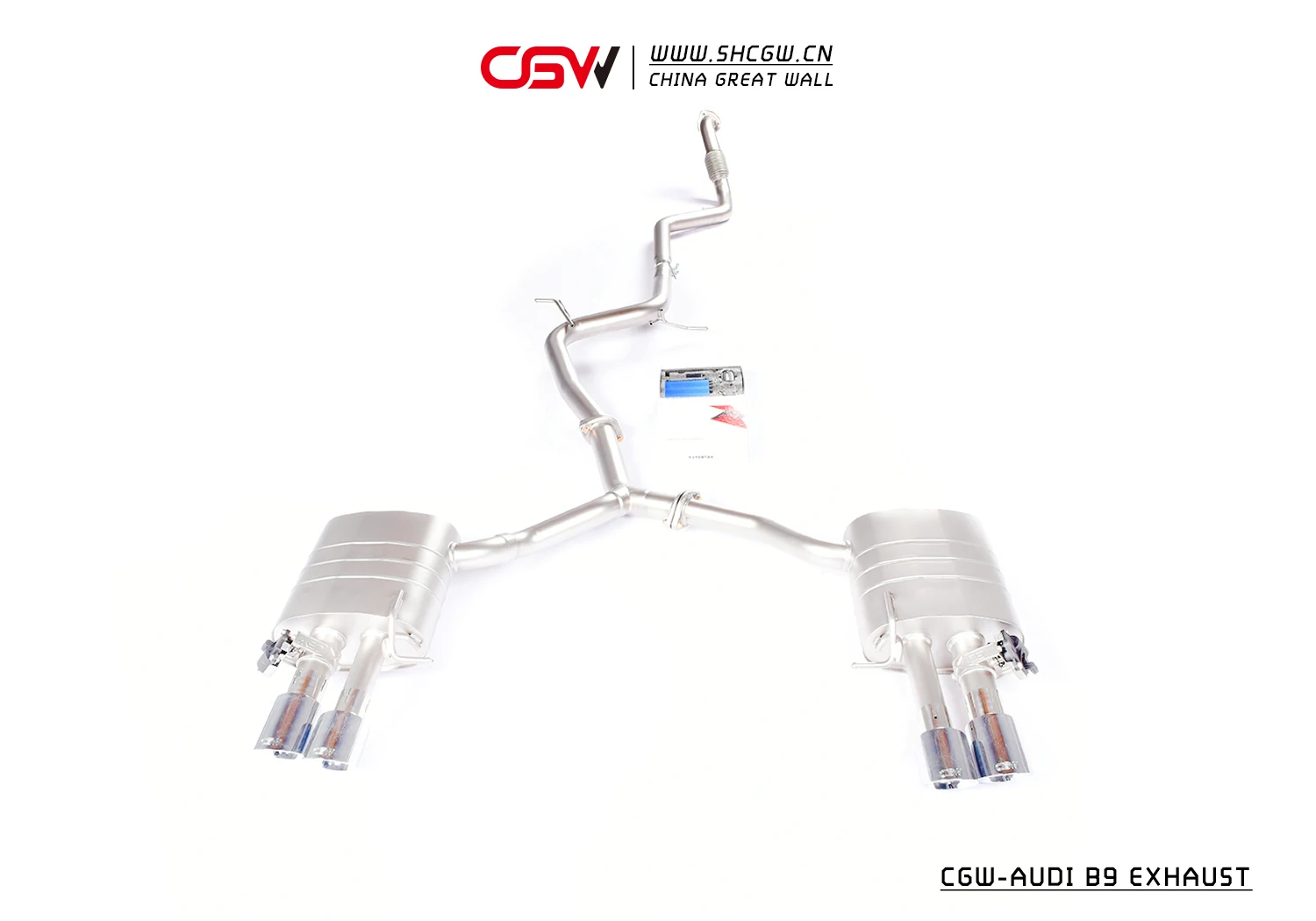 Active Sound Exhaust Pipes Car Muffler Full Catted Downpipe System for Audi A4/A5  B9 3.0T 2016-2024 With Electric Valves