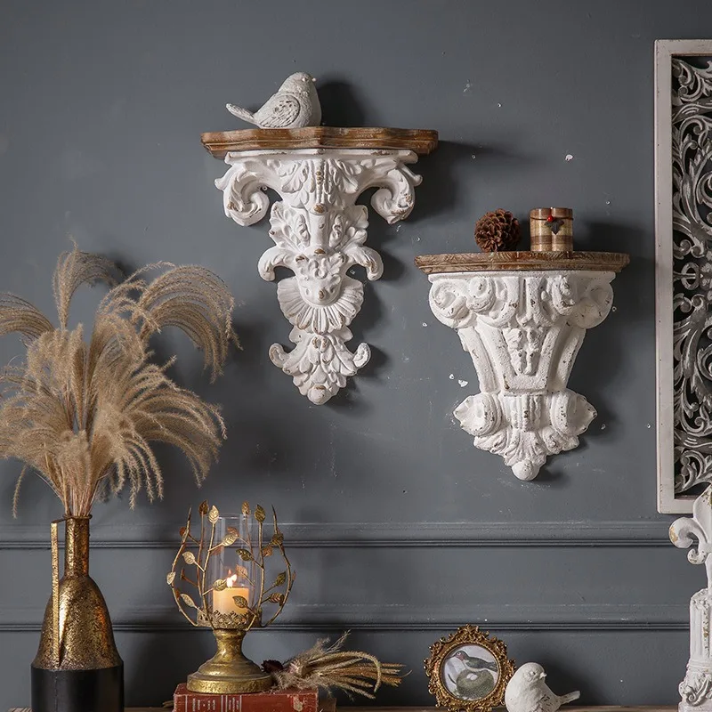 Wall Decoration Storage Rack Small Fl ower Rack Wall Hanging in Flower Shop Vintage Distres sed Embossed Shelf Shop Decorations