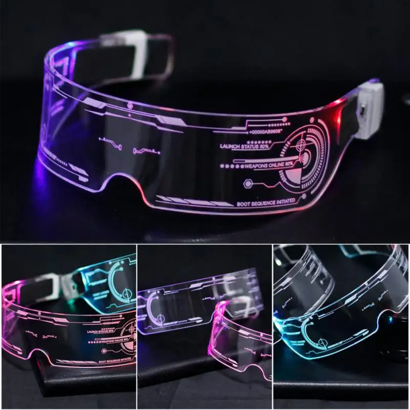 Sense Of Future Science Technology LED Luminous Glasses Ins Popular Punk Goggles Party Christmas Colorful Light Shades Decor