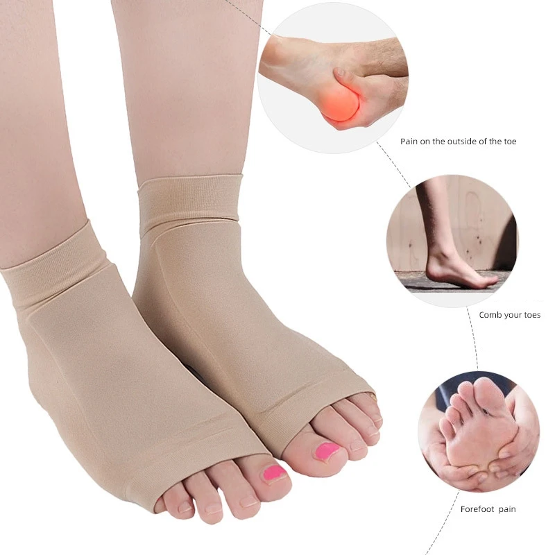 Compression Socks for Lace Bite Protection of Front of Foot Shin Achilles Tendon Skate Socks Padded Elastic Gel Pad