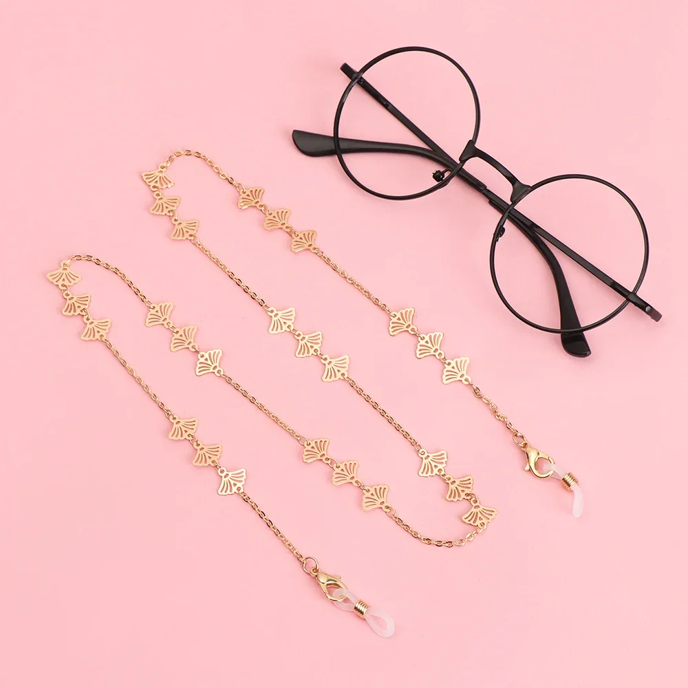 2024 Vintage Peach Heart Disc Sunglasses Mask Holder Necklace Fashion Golden Scallop Non-slip Glasses Chain Neck Strap for Women