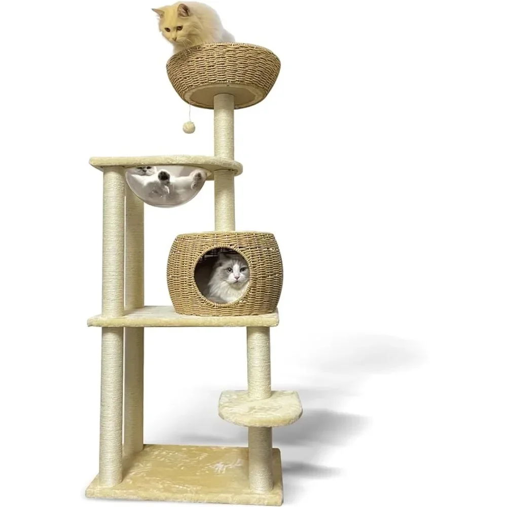 Modern Cat Tree for Indoor Cats Large Adult 3 Hand Knit Cat Litter With Space Capsule Tall Cat Tree Tower Supplies Pet Products