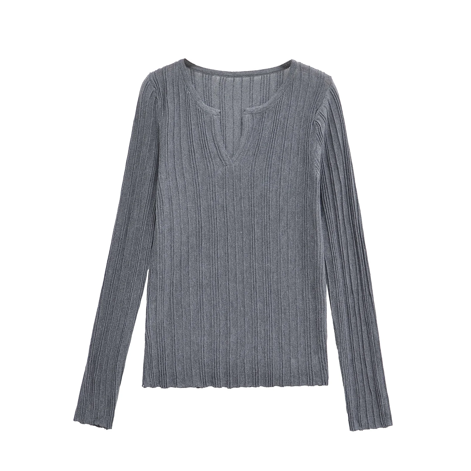 

ZAB Faionable Knitted T-irt Women's Street Sle Long Sve Polyester Fiber Pure Color Design Autumn New Arrival