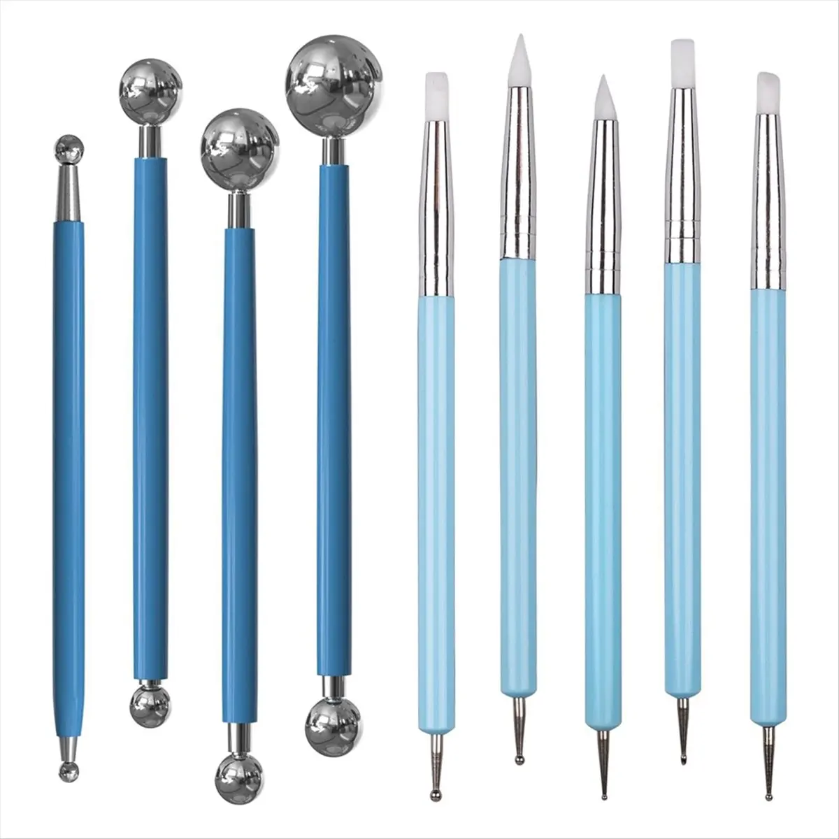 AB45 9PCS Dotting Tools, Silicone Clay Sculpting Tool, Ceramic Clay Ball Stylus Dot Painting Tools, Pottery Embossing Tool