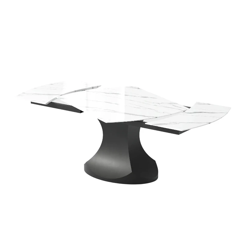 

Italian minimalist rock slab dining table, household retractable folding square and round dual-purpose dining table