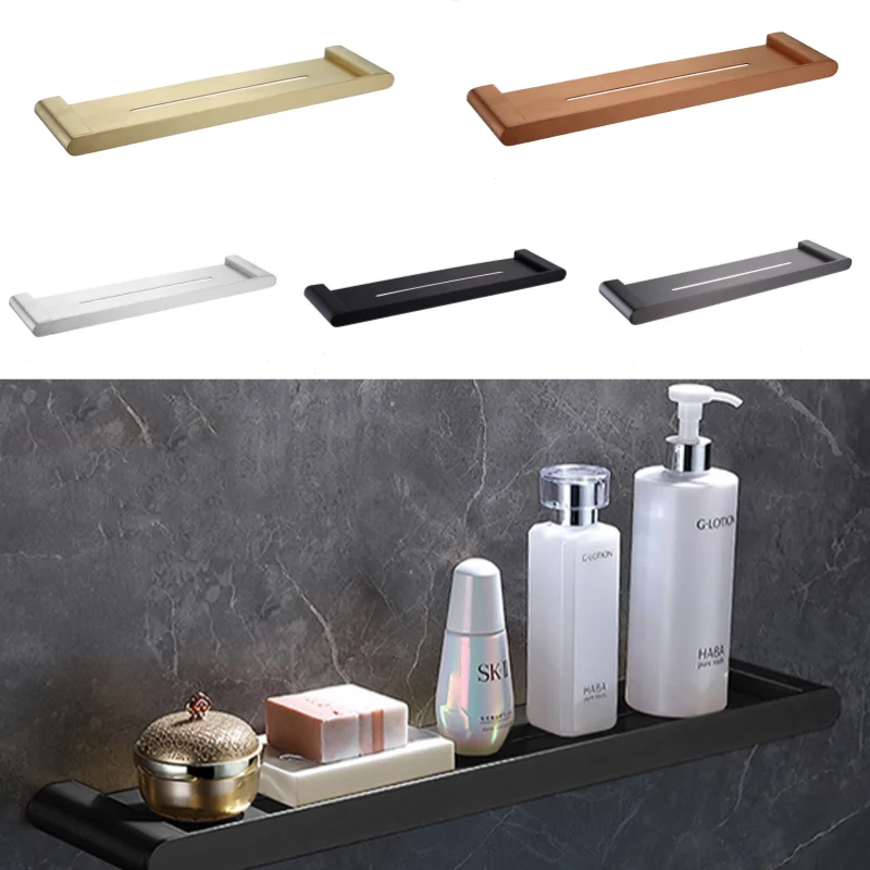 Brushed Gold Bathroom Storage Rack Grey Shower Storage Rack Brushed Rose Gold Wall-Mounted Stainless Steel Bathroom Shampoo Rack