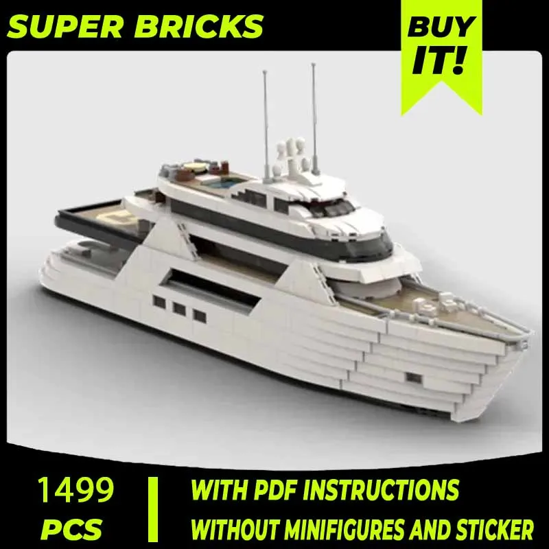 Moc Building Bricks Military Transport Ship Model Mega Yacht Technology Modular Blocks Gifts Christmas Toys DIY Sets Assembly