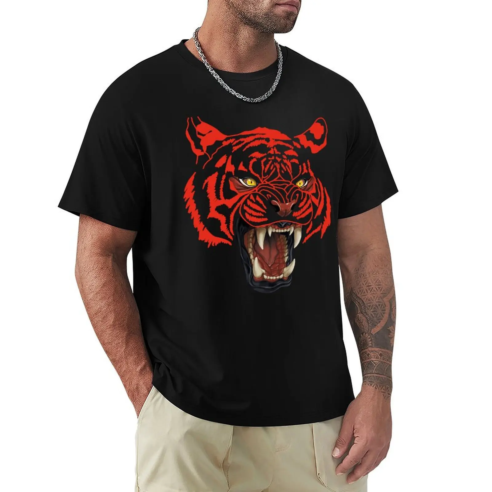 Red tiger T-Shirt Plus Size Solid Color T-Shirt