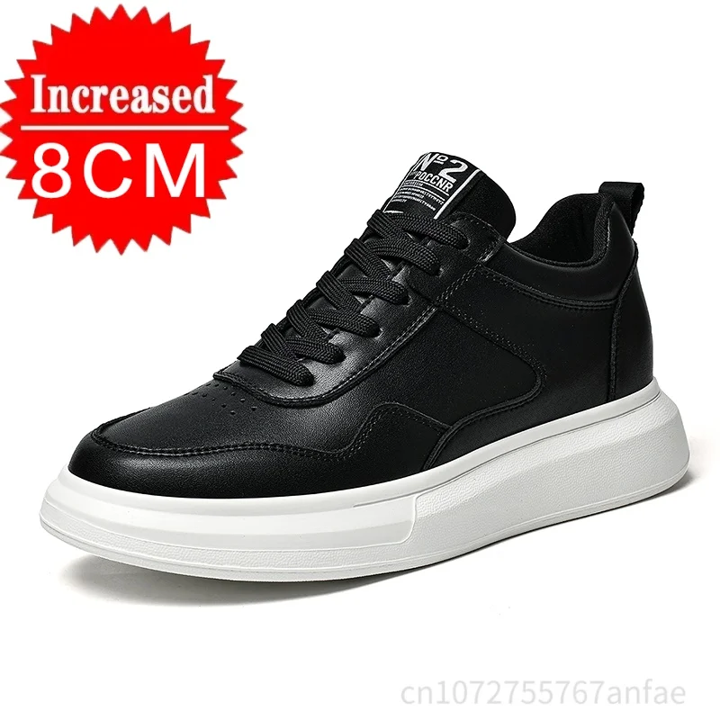 

﻿Four season/Hollow Out Style Height Increasing Shoes Elevator Shoes For Men Leather Sneakers Casual Heightening Insoles 8CM