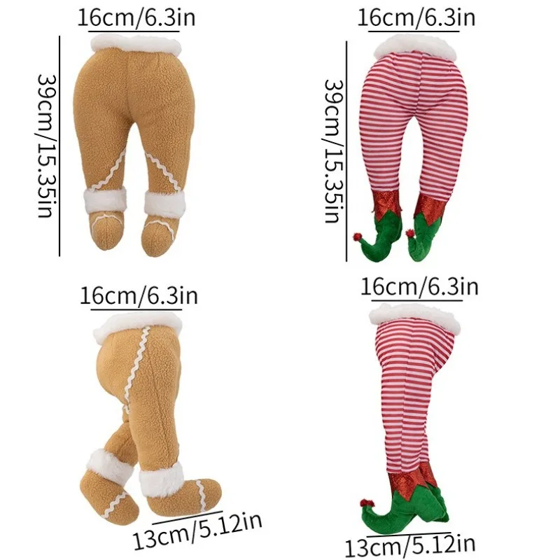 Fun Novelty Hanging Ornaments Featuring Grinch Thief Legs and Gingerbread Man Leg Decorations. Unique Interesting Design Present