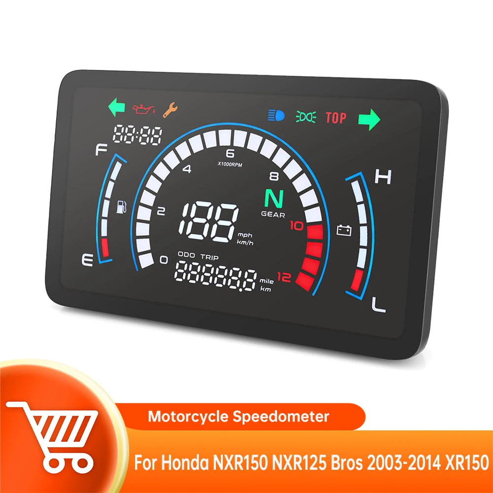 Moto LCD Digital Dashboard Motorcycle Speedometer 12000RPM Tachometer Odometer Voltmeter for Honda EX5 Dream/EX5 Ipowed