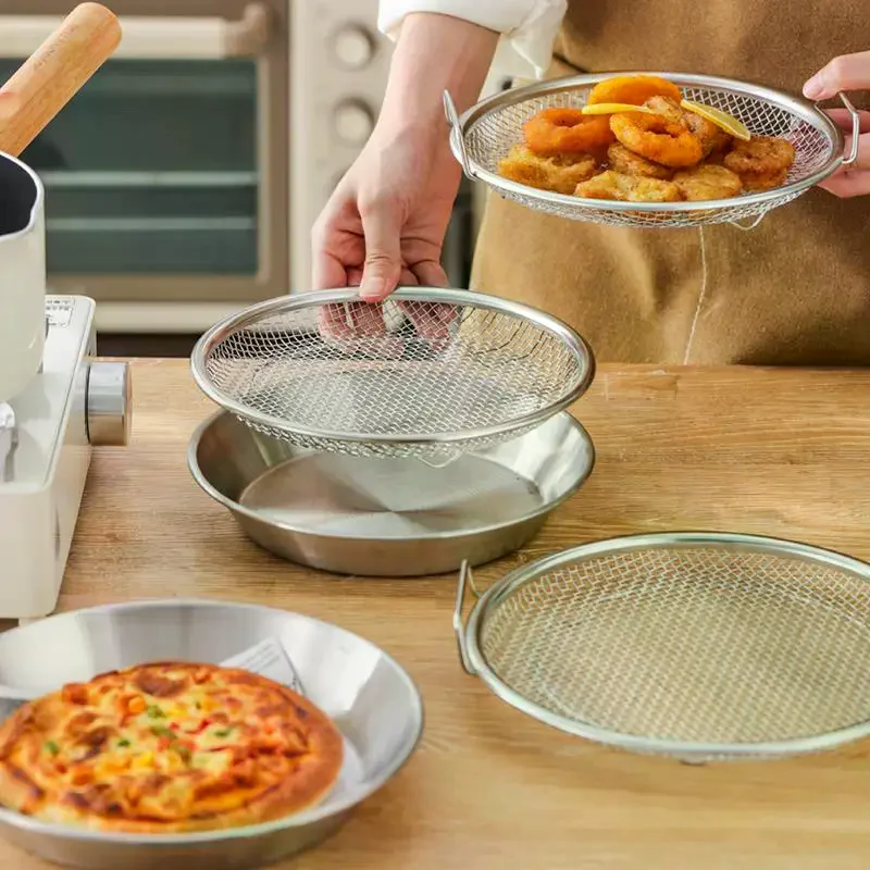 

Kitchen Oil Filter Tray Stainless Steel Mesh Frying Drain Pan Strainer Colander Efficient Oil Drainage For Home Outdoor Restaura