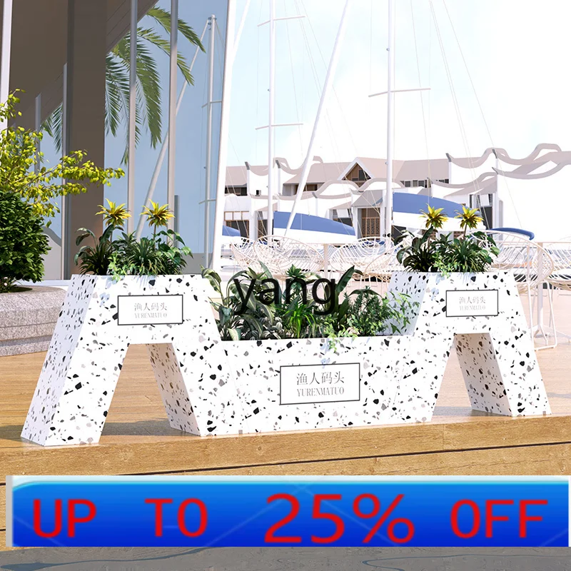 LCX Imitation Terrazzo Flower Box Set for Restaurant and Milk Tea Shop, Outdoor Fence Flower Bed, Courtyard Flower Bed