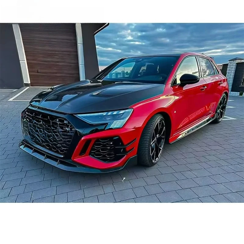 High Quality TIM Ver.1 Facelift RS3 Style Carbon Fiber Engine Hood Bonnet Fit A3 S3 RS3 8Y 2021-2024 Conversion Upgrade Car Mod