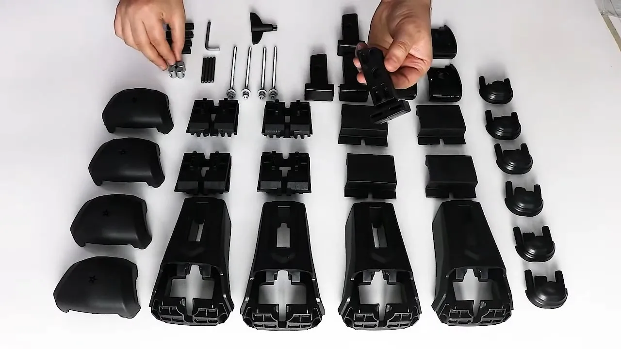 لـ VW ID.4 2021-2024، قضبان متقاطعة للسقف قابلة للقفل، حامل شحن أسود مكون من قطعتين #2