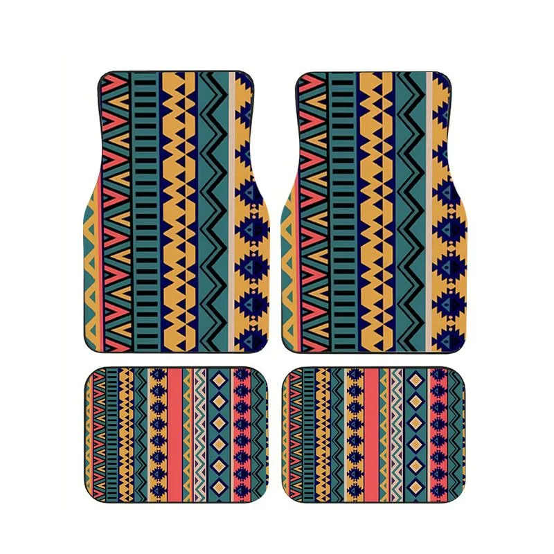 

Boho Tribal Geometric Car Floor Mats 4pcs Universal Non-slip Auto Foot Mats For Accessories