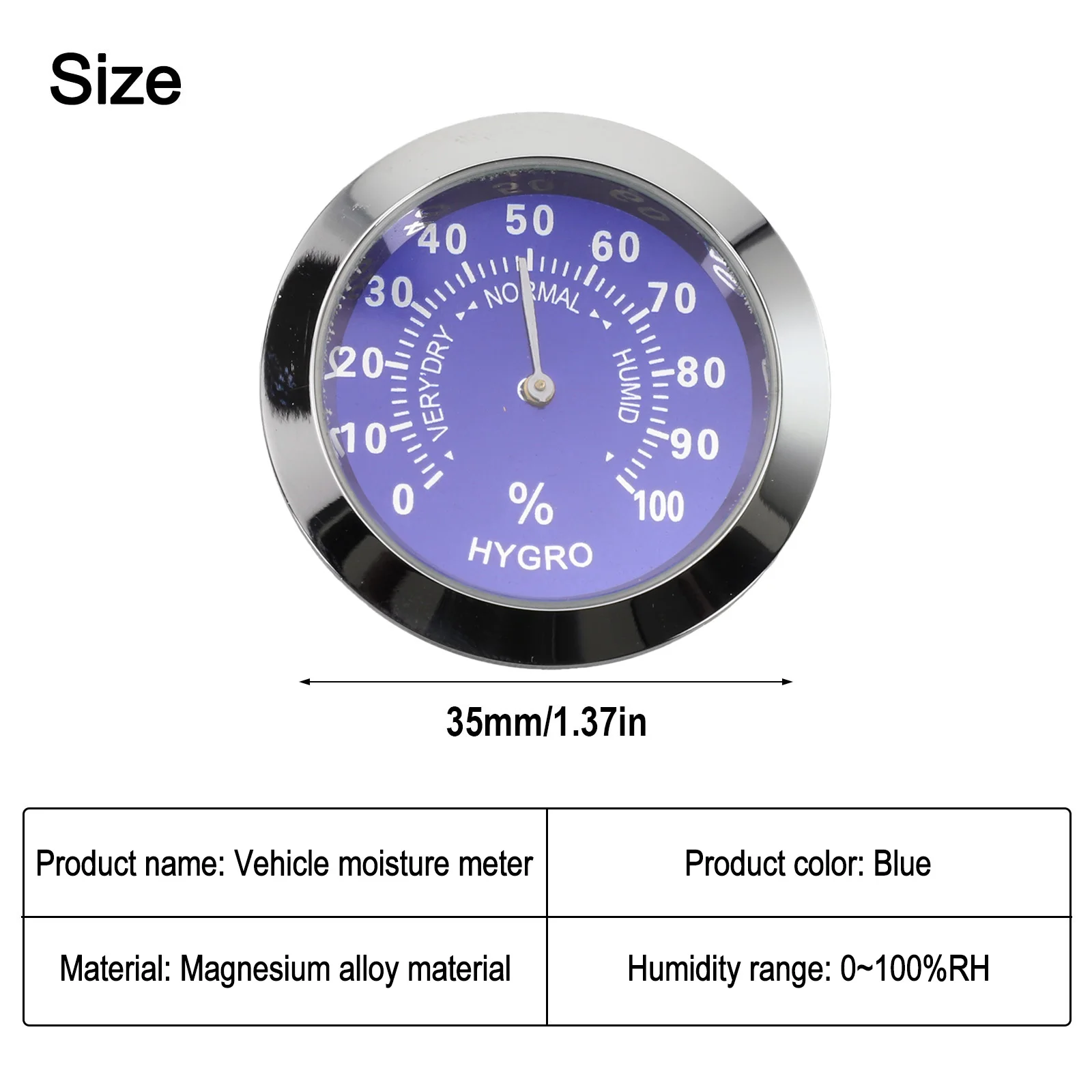 

Multifunctional High Quality Thermometer Hygrometer Analog Thermometer Blue Hygrometer Hygrometer Metal Meter Gauge
