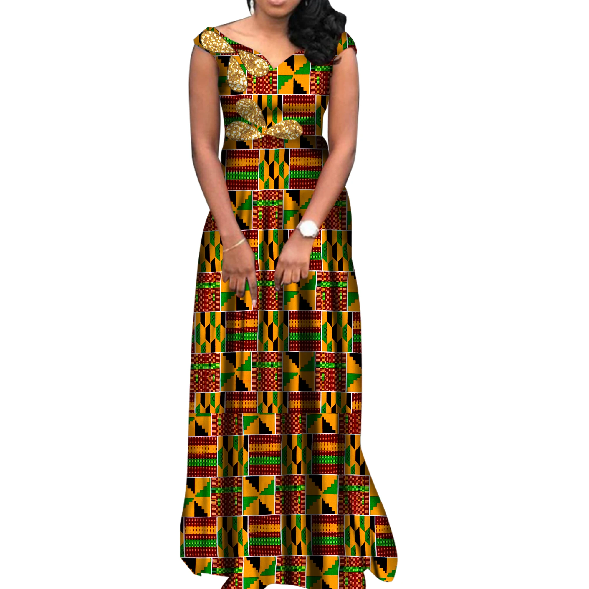 Women African Print Dresses Elegant Cotton Long Maxi Dress for Wedding Party Women African Clothes Ball Gown 4XL 5XL WY4492