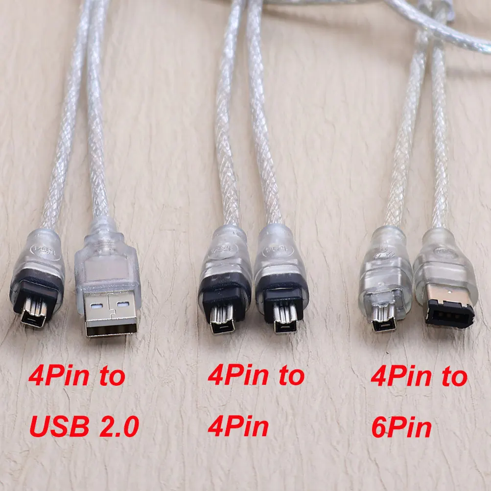 1PC 4Pin to USB 2.0 4P 6P For 1394 Firewire Connection Wire For Camcorder MINI DV HDV 1394 IEEE Camera Video Capture Data Cable