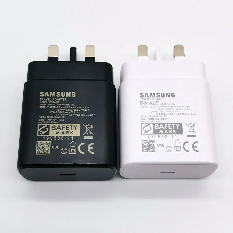 Samsung 45W UK PD Charger Super Fast Charging Adapter For Galaxy S24 S20 S21 S22 S23 Note 20 Ultra Plus FE Z Flip Fold 6 5 4 3 2