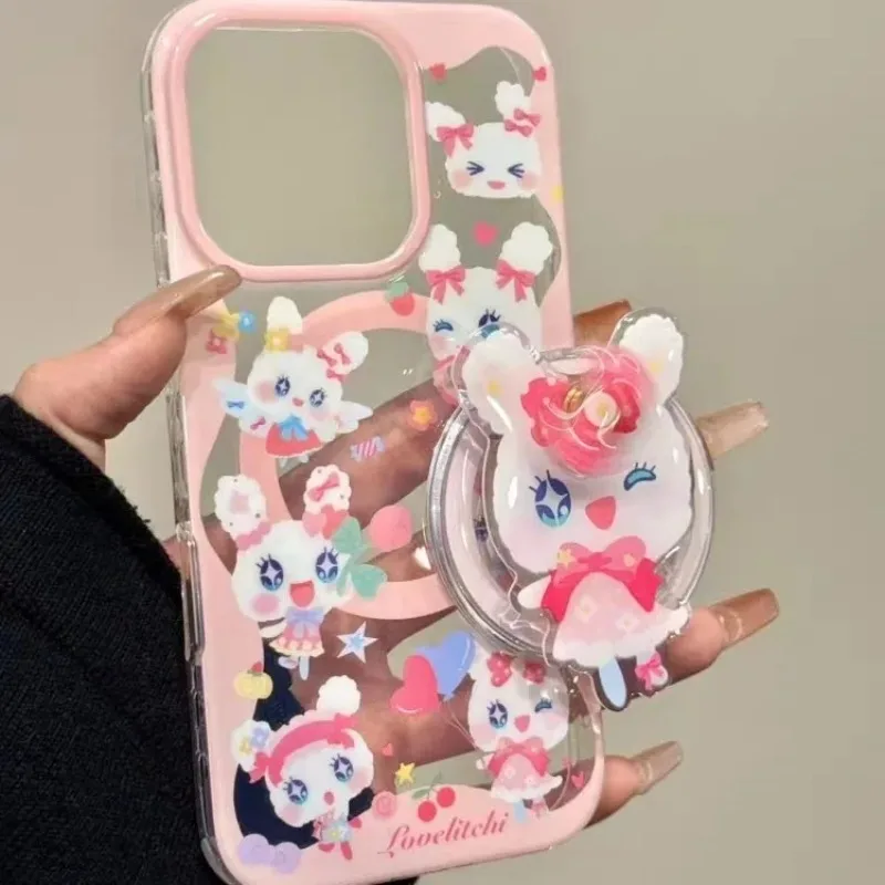 

kawaii Tamagotchi lovelitchi Phone Case For IPhone 17 17air 17promax 16 15 14 13 12 11 Pro Max Magnetic Holde rotating bracket