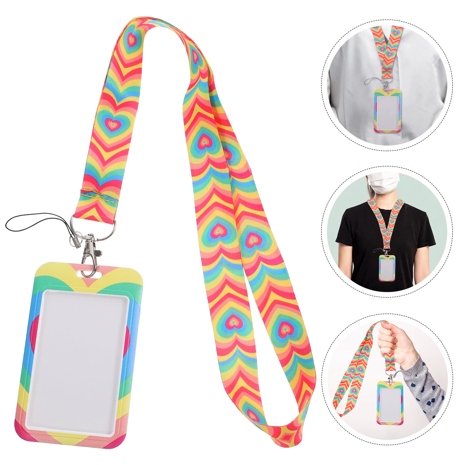 

Clear ID Card Holder Plastic Protective Name Badge Lanyard Student Cards Clip Travel Work Multifunction Card Cover Portable