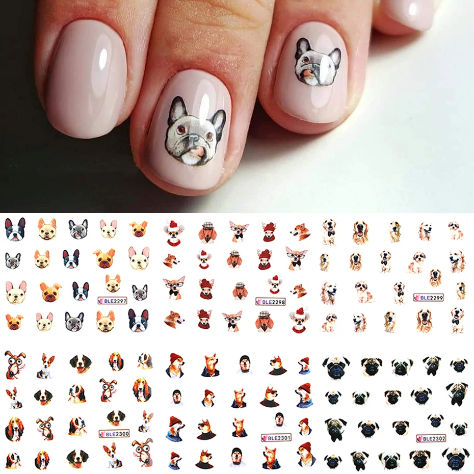 

11pcs Dog Nail Art Sticker Animals Water Transfer Slider Cartoon Puppy Cute Pet Decal Wraps DIY Manicure Design JIBLE2292-2302-1