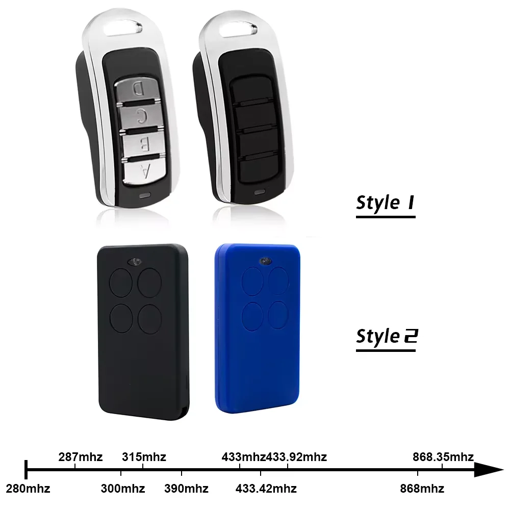 Multi Frequency 280-868MHz Garage Door Remote Control 434.42MHz 433.92MHz 868MHz Fixed Rolling Code Gate Command Transmitter