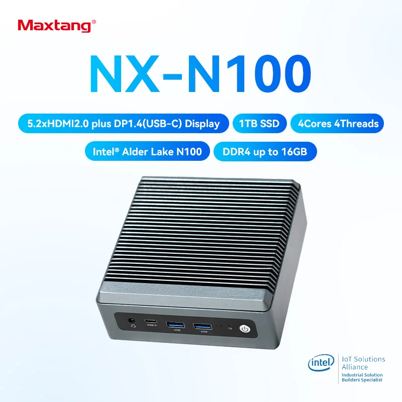 Aluminum Fanless Mini PC With Intel N100 Processor 16GB RAM 512GB SSD Windows 11 Computer PC for Office & Home Use
