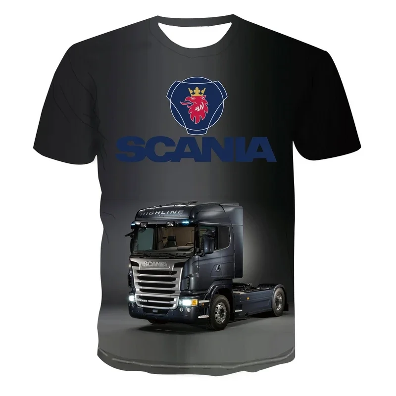 Zomermode Grote Ronde Hals 3d Driedimensionale Zware Vrachtwagen T-Shirt Harajuku Heren Casual T-Shirt Met Korte Mouwen