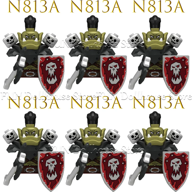 Mittelalterliche Militärische Ork Soldat Action-figuren Bausteine Skelett Krieger Arme Ninja Schwert Schild Montieren Modell Ziegel Spielzeug