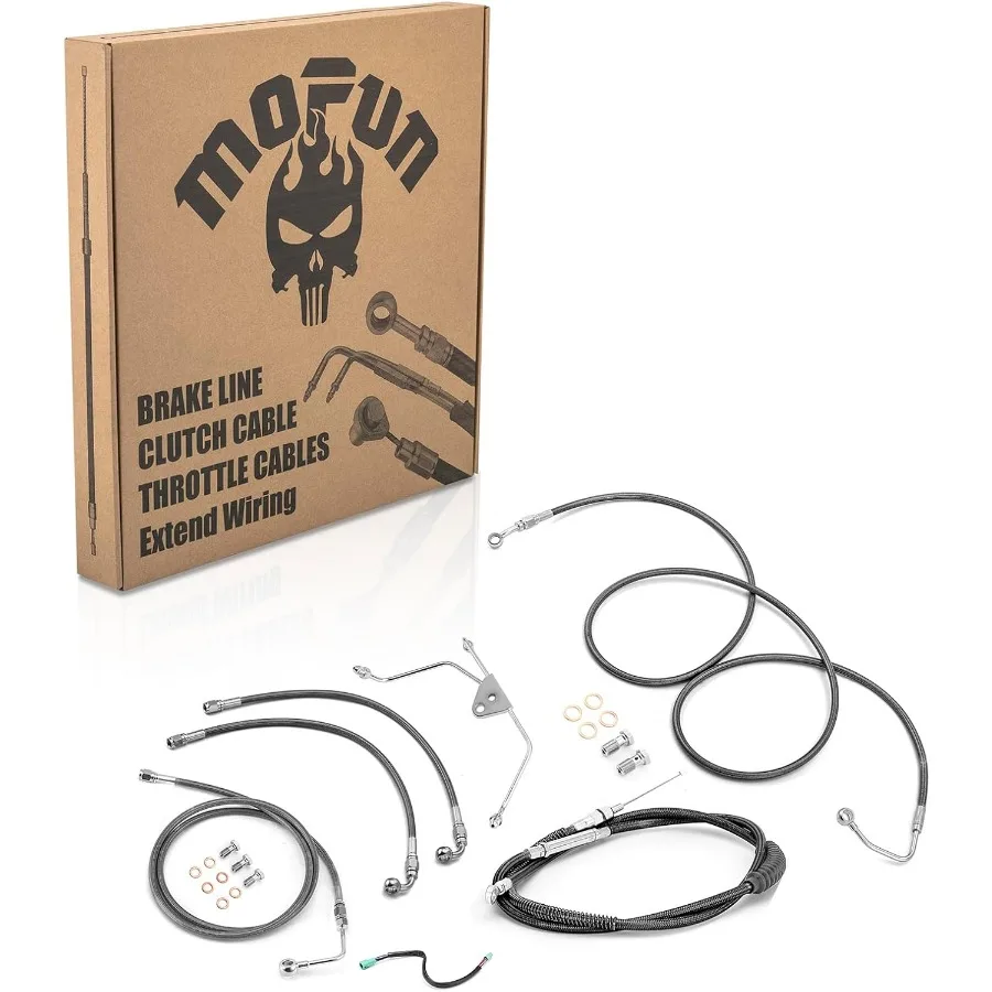 كابل القابض وخط الفرامل الأمامية ABS العلوي والسفلي والخانق بواسطة سلك تمديد لـ Harley Touring Street Electra Road Gli #1