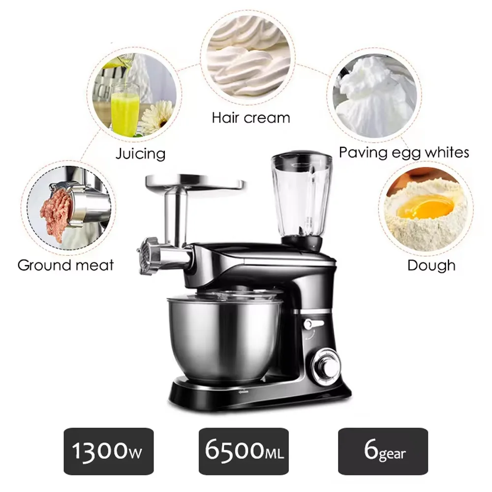 Commercial 6.5L Stand Food Blender Electric Meat Grinder 3 In1 Food Processor Dough Mixer Planetary Food Mixer Machines view 4