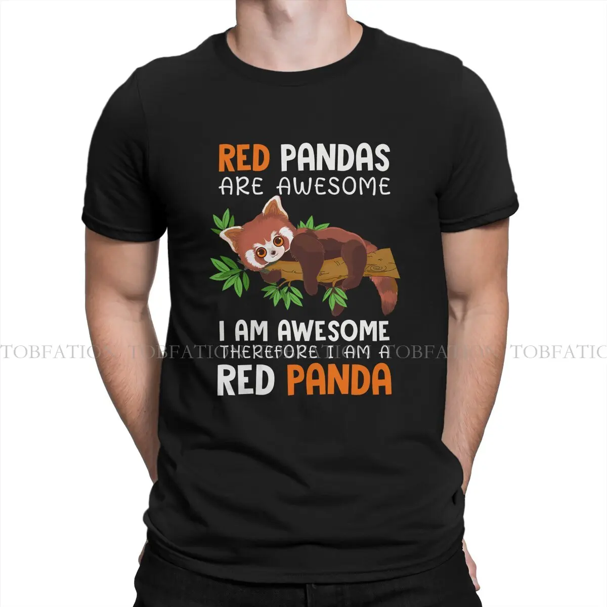 Panda Cartoon TShirt for Men I Am Awesome Soft Casual Sweatshirts T Shirt Novelty New Design Fluffy