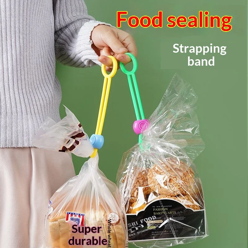 Reusable Bag Sealing Strap Adjustable Food Bag Clip TPE Plastic Multicolor Snack Storage Sealer Tie For Kitchen Food Package