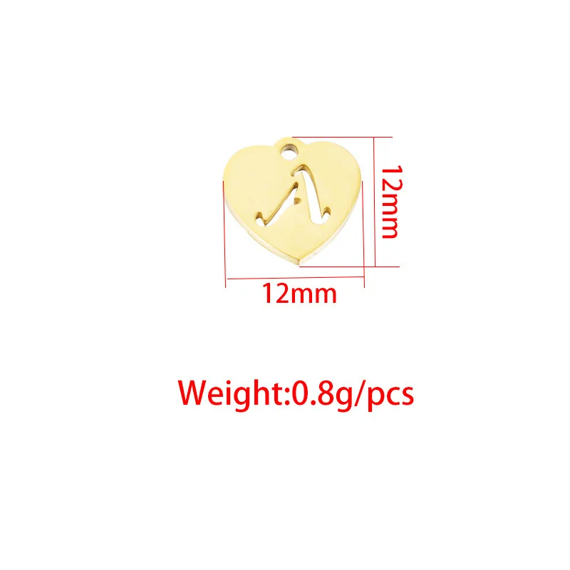 `5Pcs/Pack Stainless Steel Heart‑Shaped Hollow Alphabet Charms Single Hole Cut‑Out Script Letter Heart Pendants For DIY Necklace