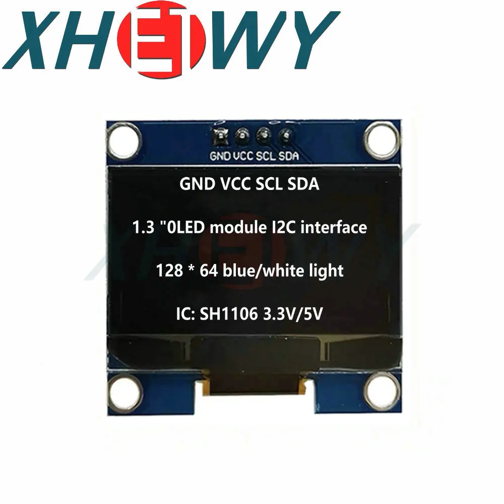 1.3 inch LCD screen blue white I2C IIC communication 12864 OLED display module 4-pin driver chip: SH1106