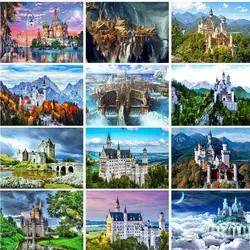 GATYZTORY Frame DIY Painting By Numbers Castle Scenery Picture Drawing On Canvas HandPainted Oil Painting Unique Gift Home Decor
