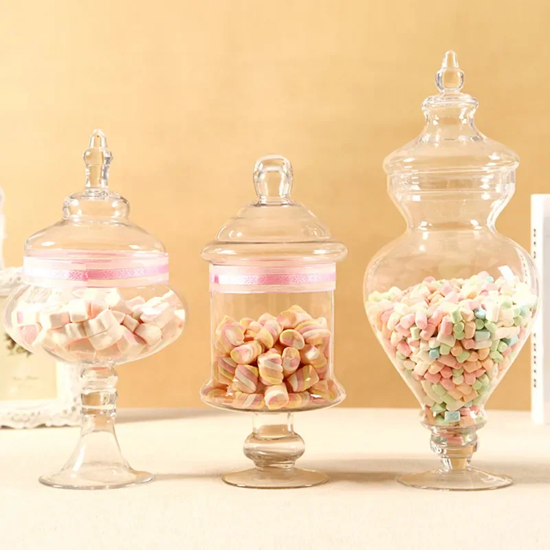 European Style Strong Glass Storage Tank Glass Candy Jar Home Wedding Decors Party Supply