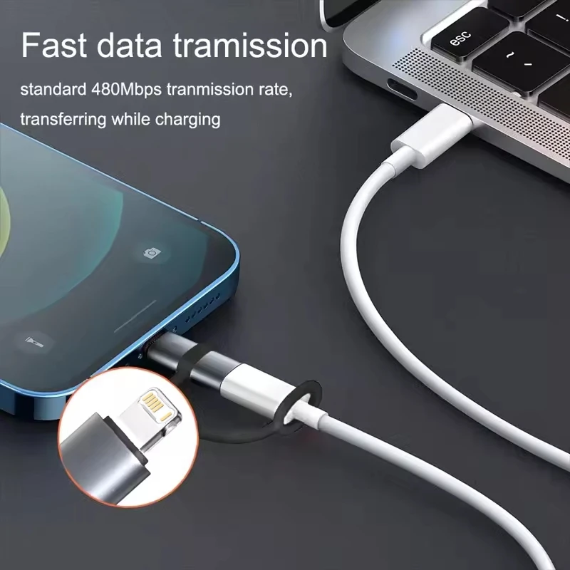 PD30W Usb نوع C إلى ios محول لنظام iOS ذكر إلى نوع C أنثى محول آيفون 15 14 13 12 11 ماك بوك موصل سريع