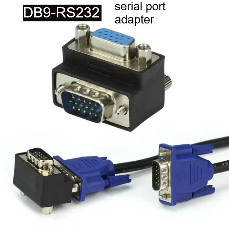 9-pin Connector DB9 90° Elbow Male  L-type RS-232 To Female Serial DB9 Male and Female Adapter Connector Port Terminal Block