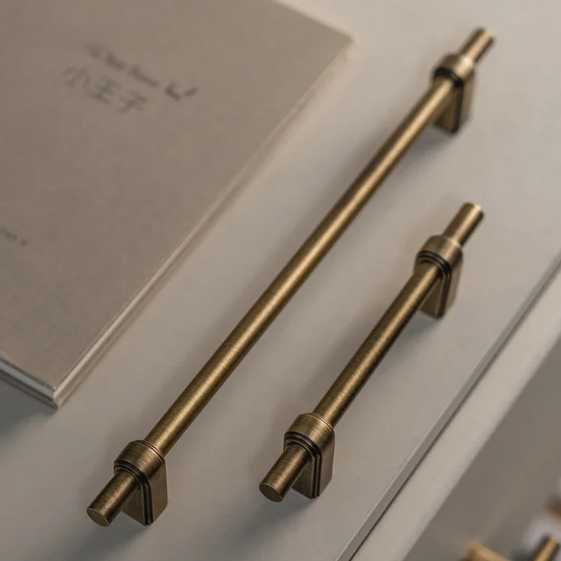 Antique Bronze Solid Brass Cabinet Handle and Knob Drawer Knobs T Bar Bedroom Kitchen Cupboard Hardware /  Drawer Handles