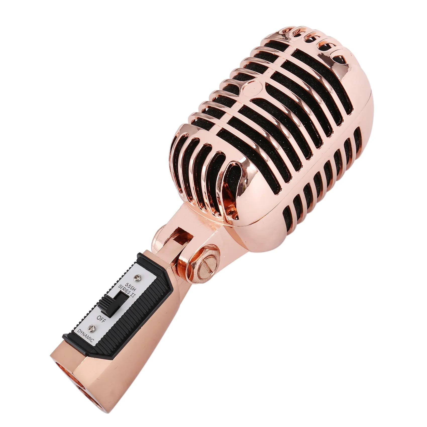 Professional Wired Vintage Classic Microphone Dynamic Vocal Mic Microphone for Live Performance Karaoke(Rose Gold)