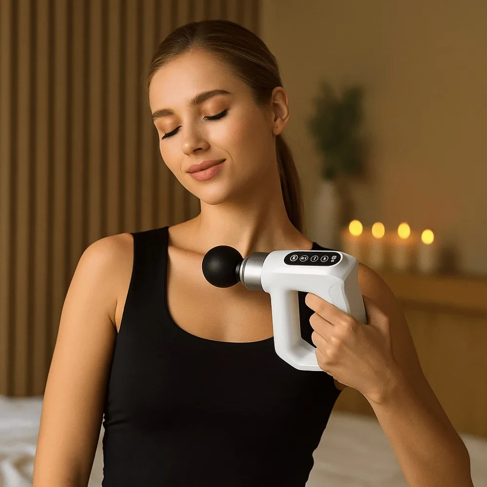 

Высокочастотный электрический массажер для мышц, портативный с 12 сменными головками, массажер для глубоких тканей тела, низкий уровень шума, регулируемые шестерни