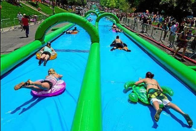 The World's Longest waterslide Inflatable Water slide for sale 1000 ft slip inflatable slide the city for sale