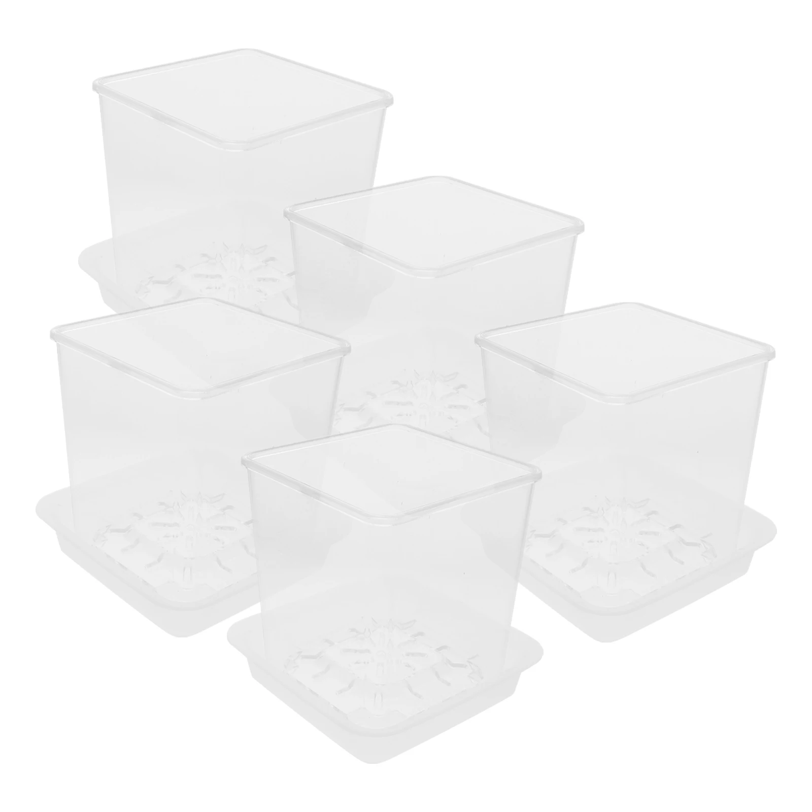 

5pcs Acrylic Flower Pot Decorative Clear Orchid Planting Nursery Pots Tray Sturdy Materials Long Use Perfect Orchid Breeding
