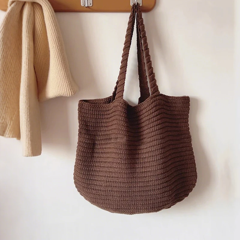 

Fashion Causal Soft knitted Solid Color Women's Shoulder Bag Large Capacity Female Underarm Bag For Commute Outings