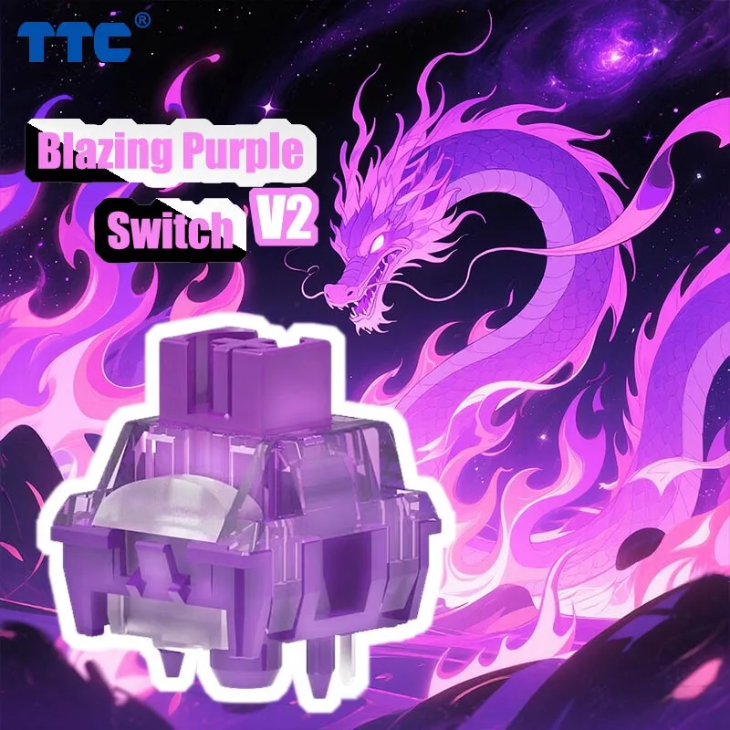 Ttc balançando roxo v2 interruptor rgb 5 pinos gatilho rápido alta fidelidade linear teclado mecânico interruptores lubrificação de fábrica para aura 