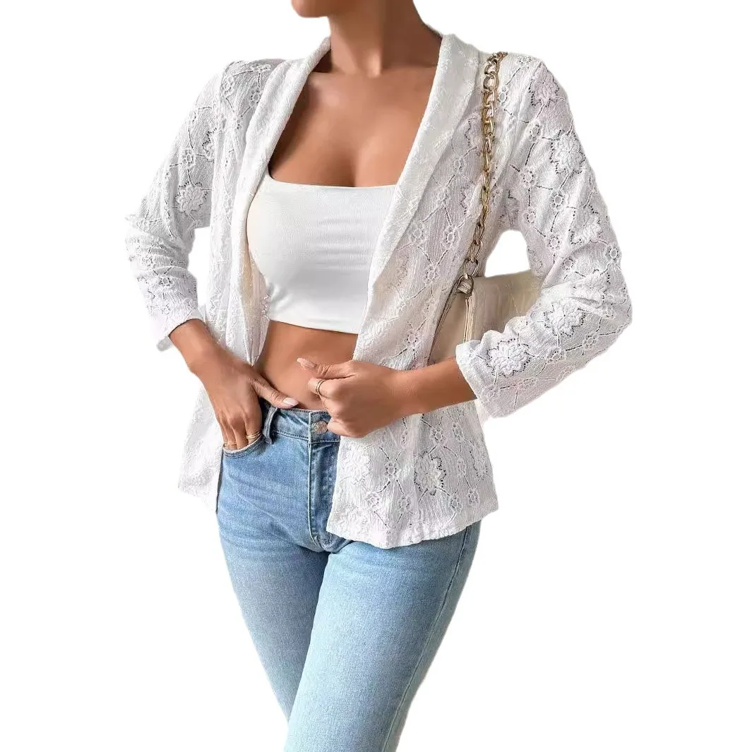 

2025 Women's Clothing Blazer Autumn and Winter New Elegant Solid Color Lace Lapel Casual Suit Women's Jacket